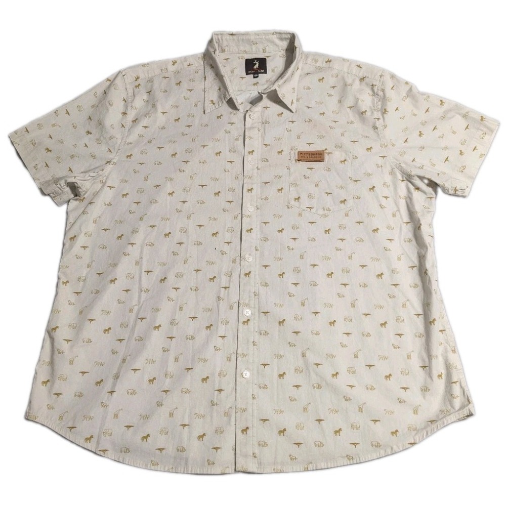 Jack & Sage Pittsburgh Zoo Safari Animal Print Shirt Mens XXXL Short Sleeve